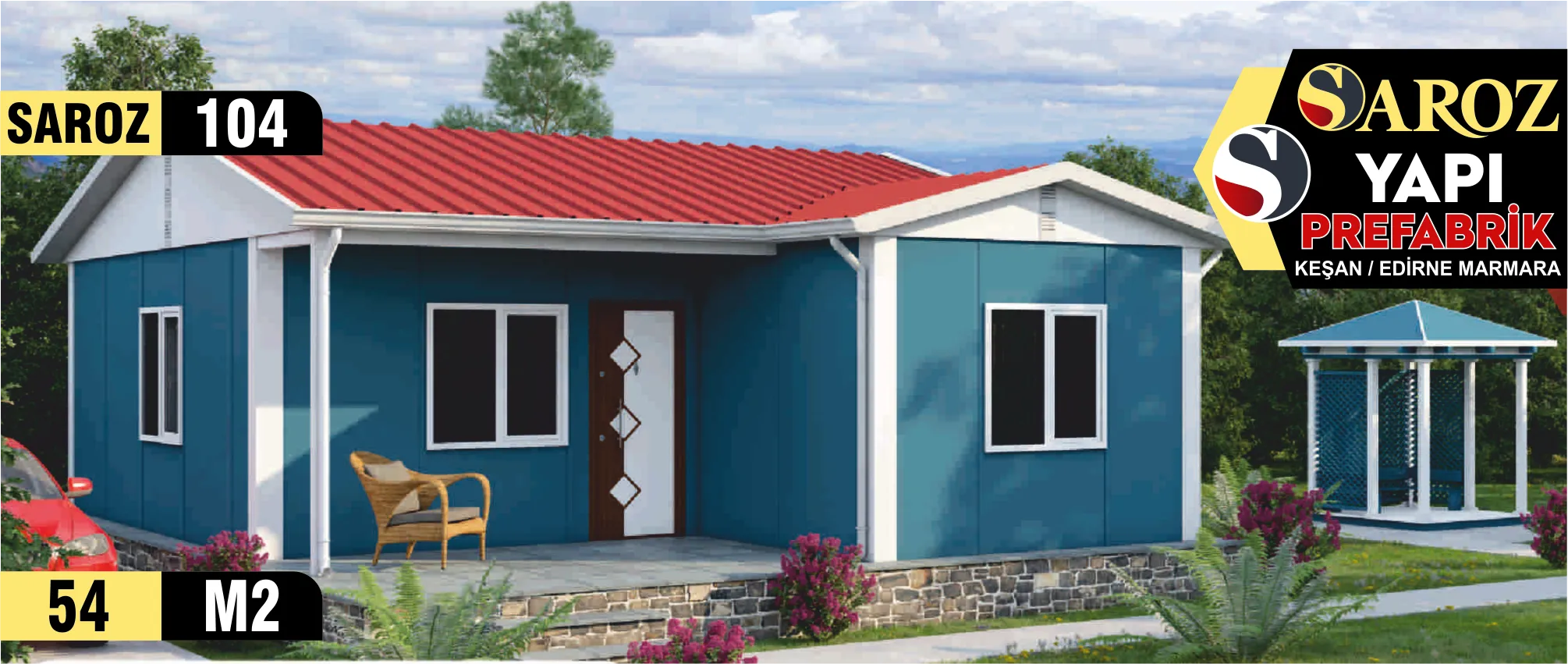 104 - 54m² Tek Katlı Prefabrik Ev