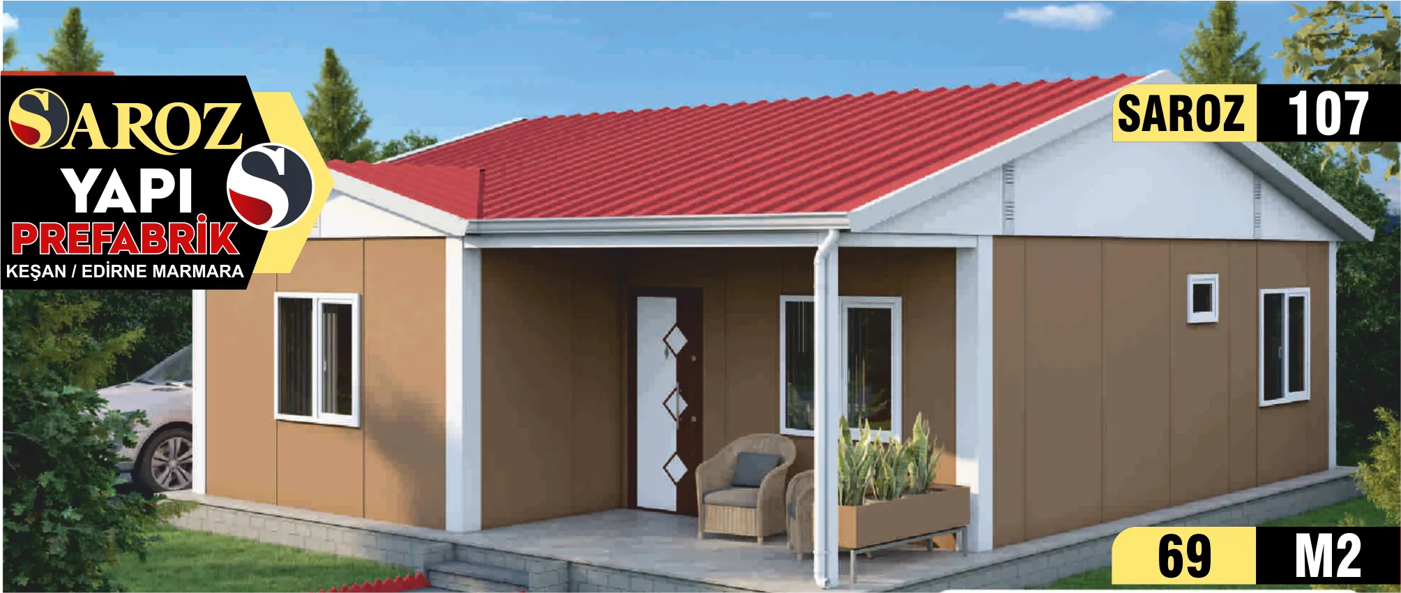 107 - 69m² Tek Katlı Prefabrik Ev