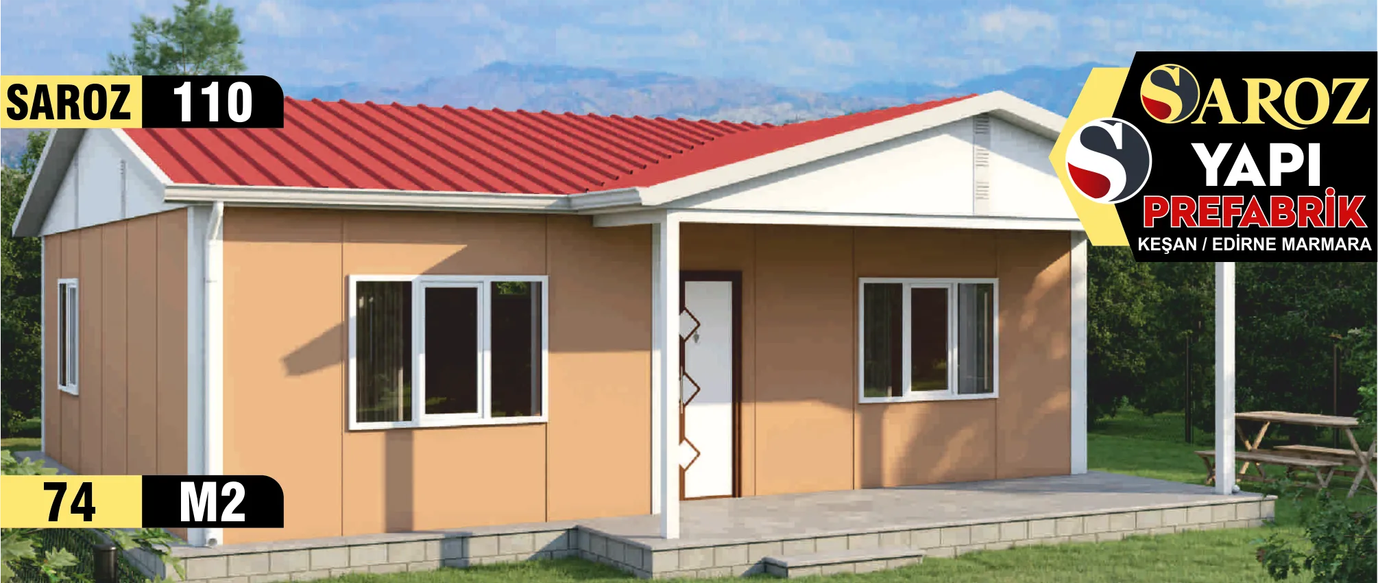 110 - 74m² Tek Katlı Prefabrik Ev