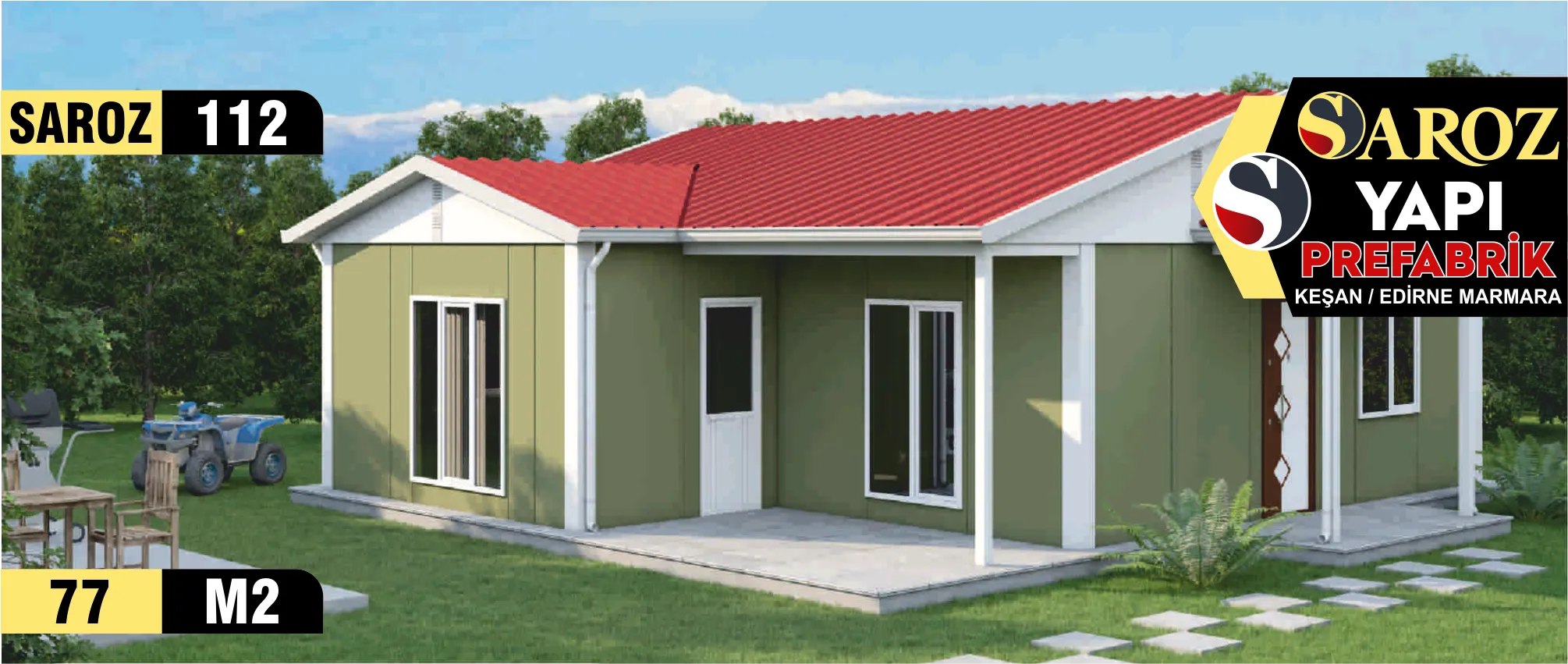 112 - 77m² Tek Katlı Prefabrik Ev