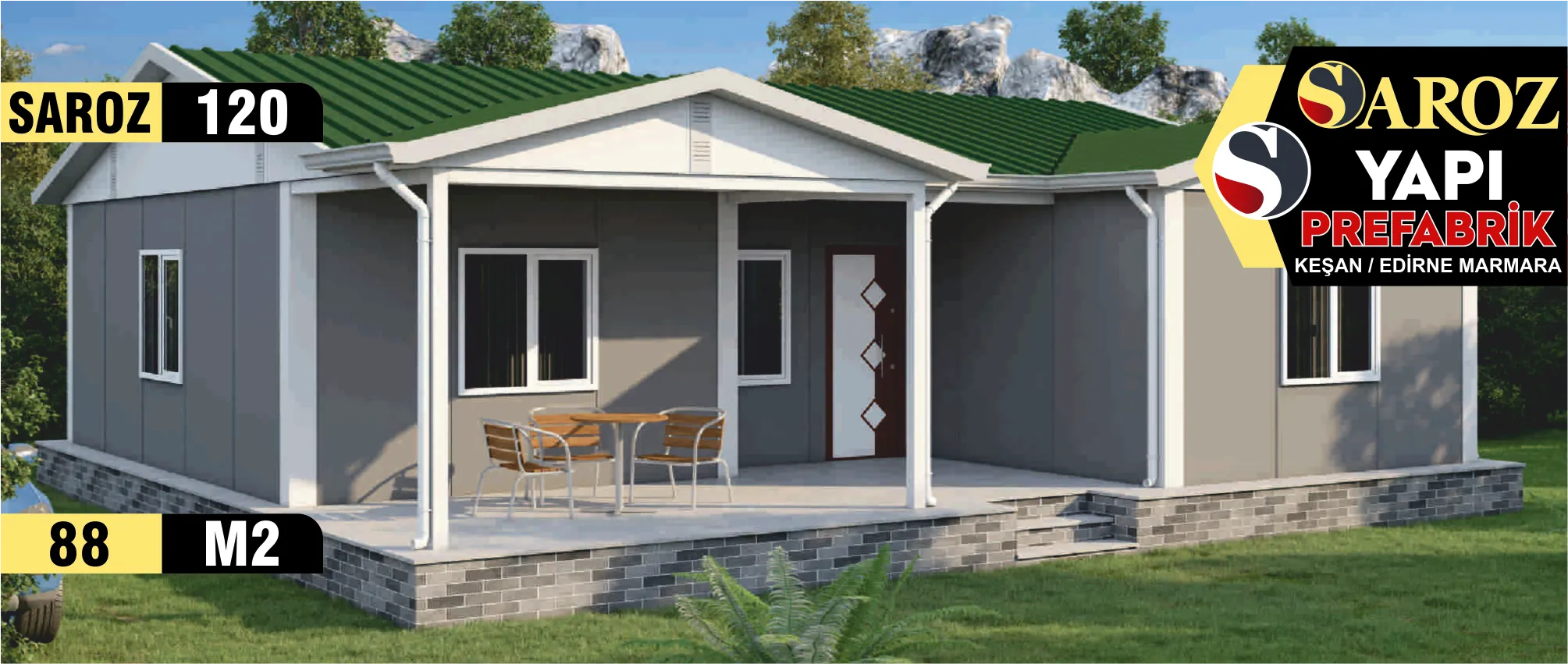 120 - 88m² Tek Katlı Prefabrik Ev