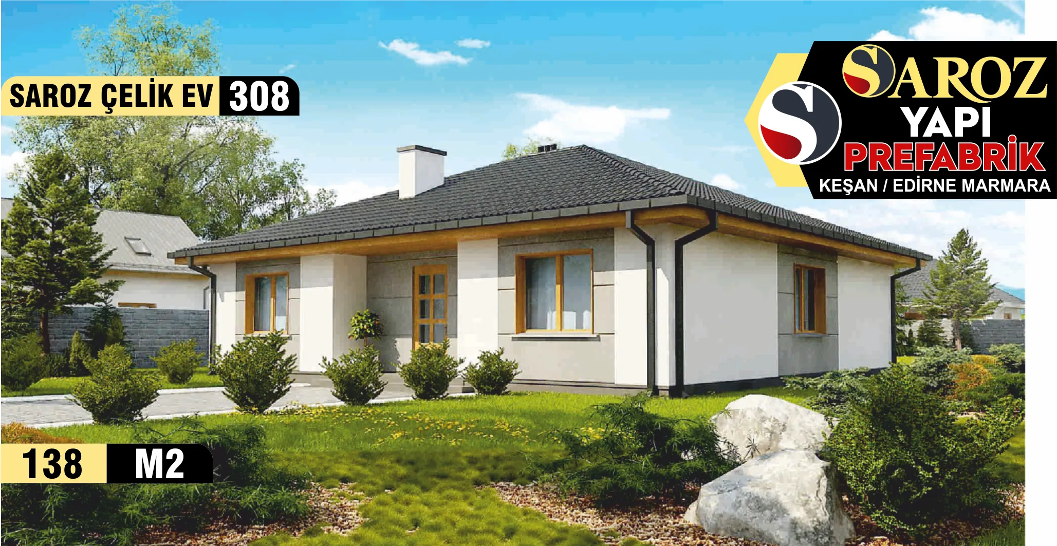 308- 154m² Tek Katlı Çelik Ev