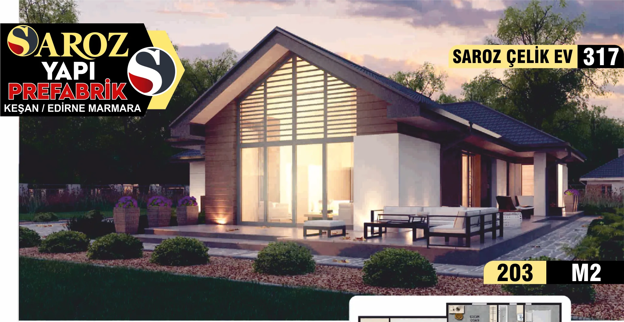 317- 205m² Tek Katlı Çelik Ev