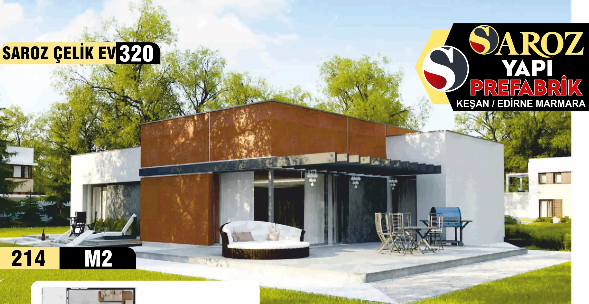 320 - 219m² Tek Katlı Çelik Ev